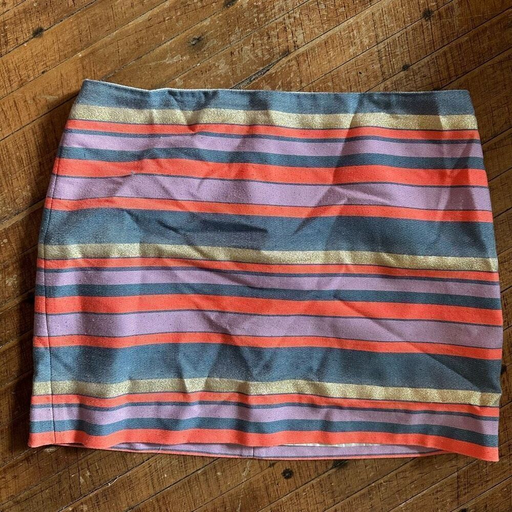 J Crew rainbow metallic striped business casual 10 skirt